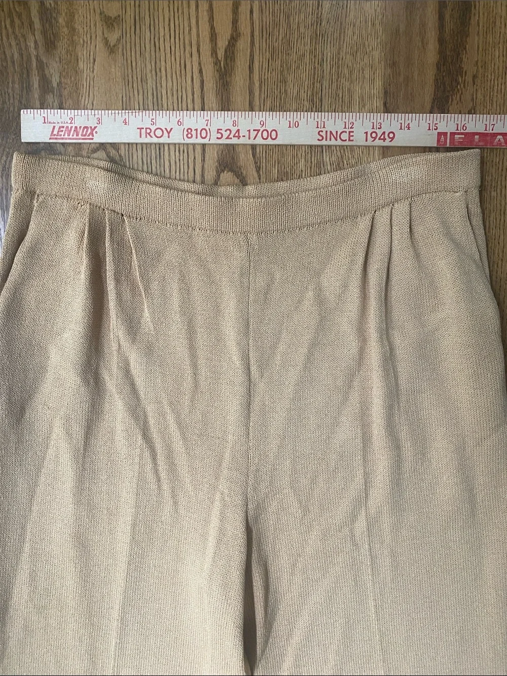 Womens St. John Santana knit straight leg pant gold 12 quiet luxury minimalist